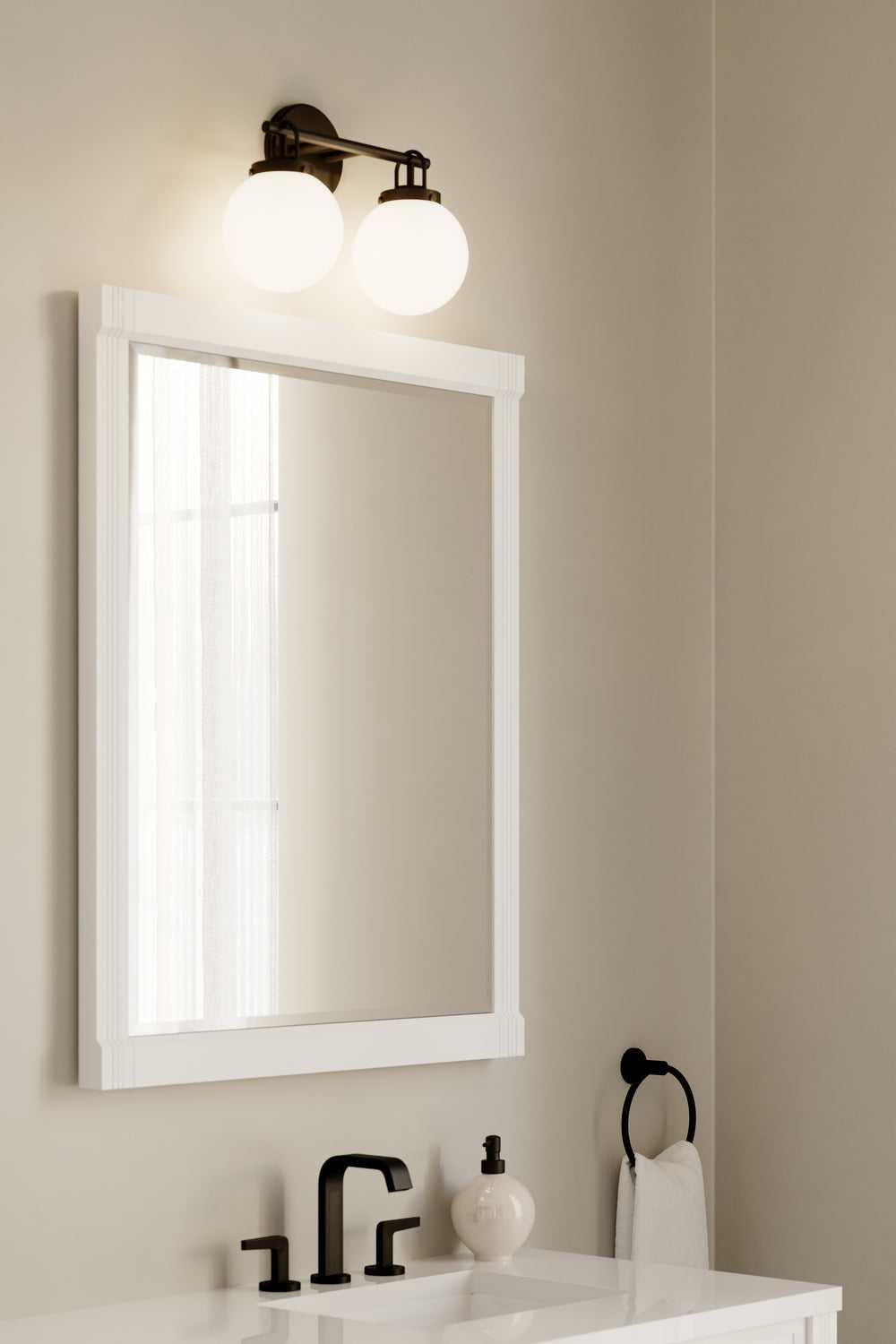 Ortesa Two Light Vanity in Dark Matte Black Minka-Lavery