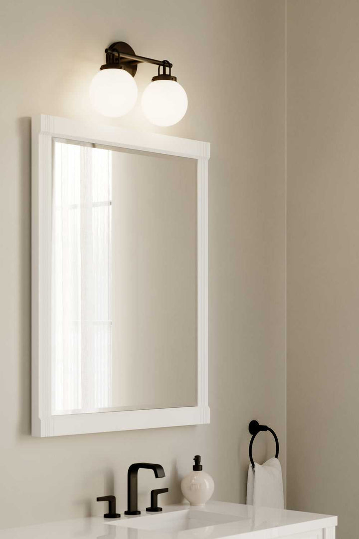 Ortesa Two Light Vanity in Dark Matte Black Minka-Lavery