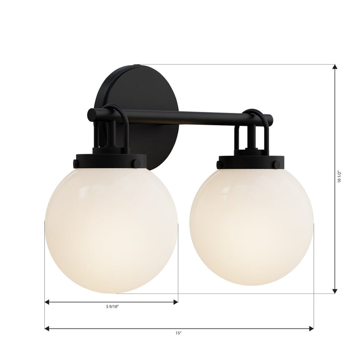 Ortesa Two Light Vanity in Dark Matte Black Minka-Lavery