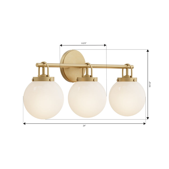 Ortesa Three Light Vanity in Legacy Brass Minka-Lavery