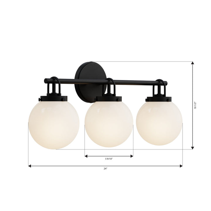 Ortesa Three Light Vanity in Dark Matte Black Minka-Lavery