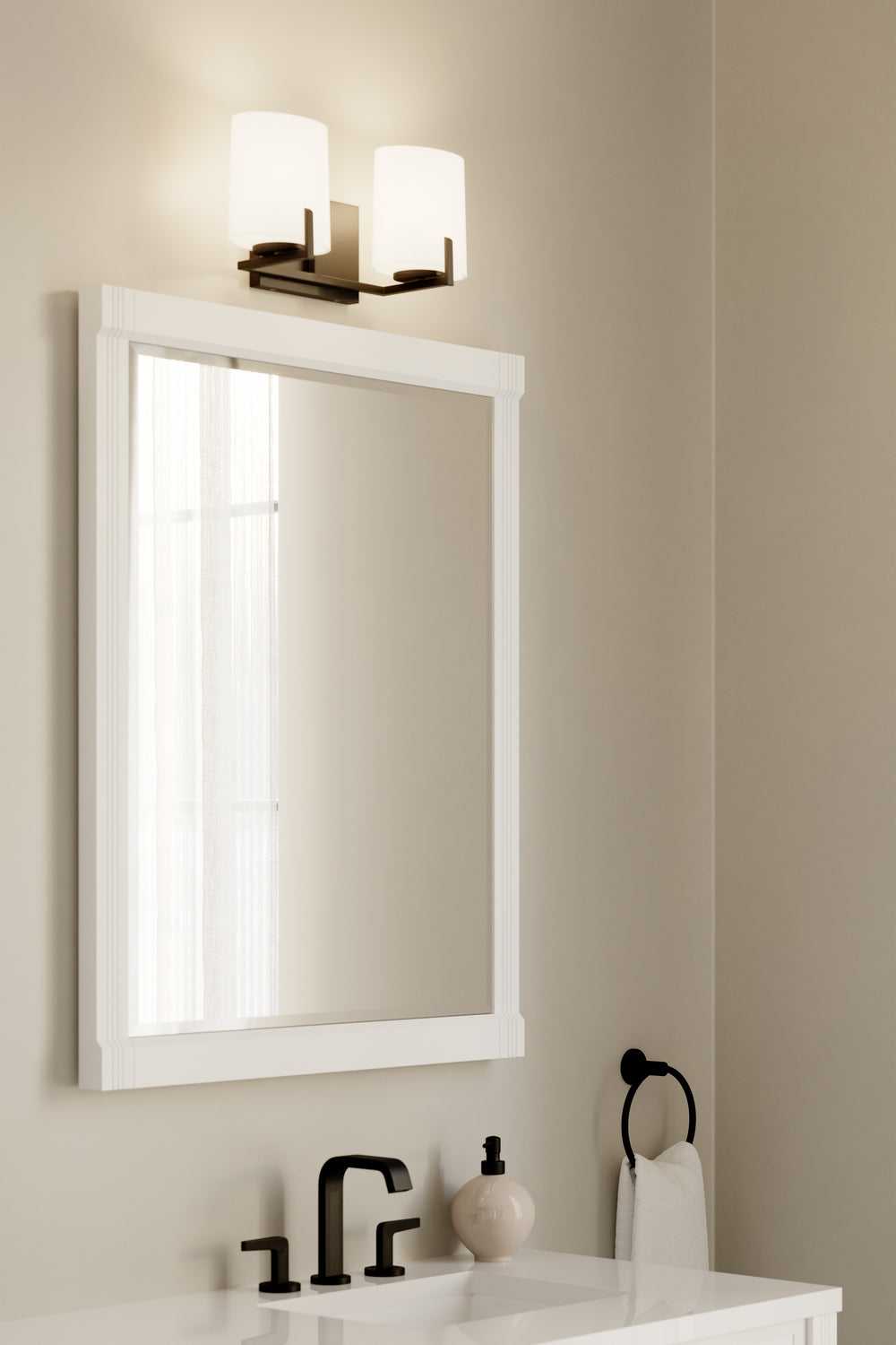 Mirelle Two Light Vanity in Dark Matte Black Minka-Lavery