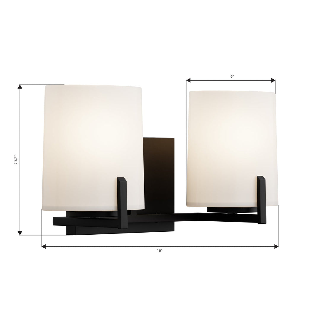 Mirelle Two Light Vanity in Dark Matte Black Minka-Lavery