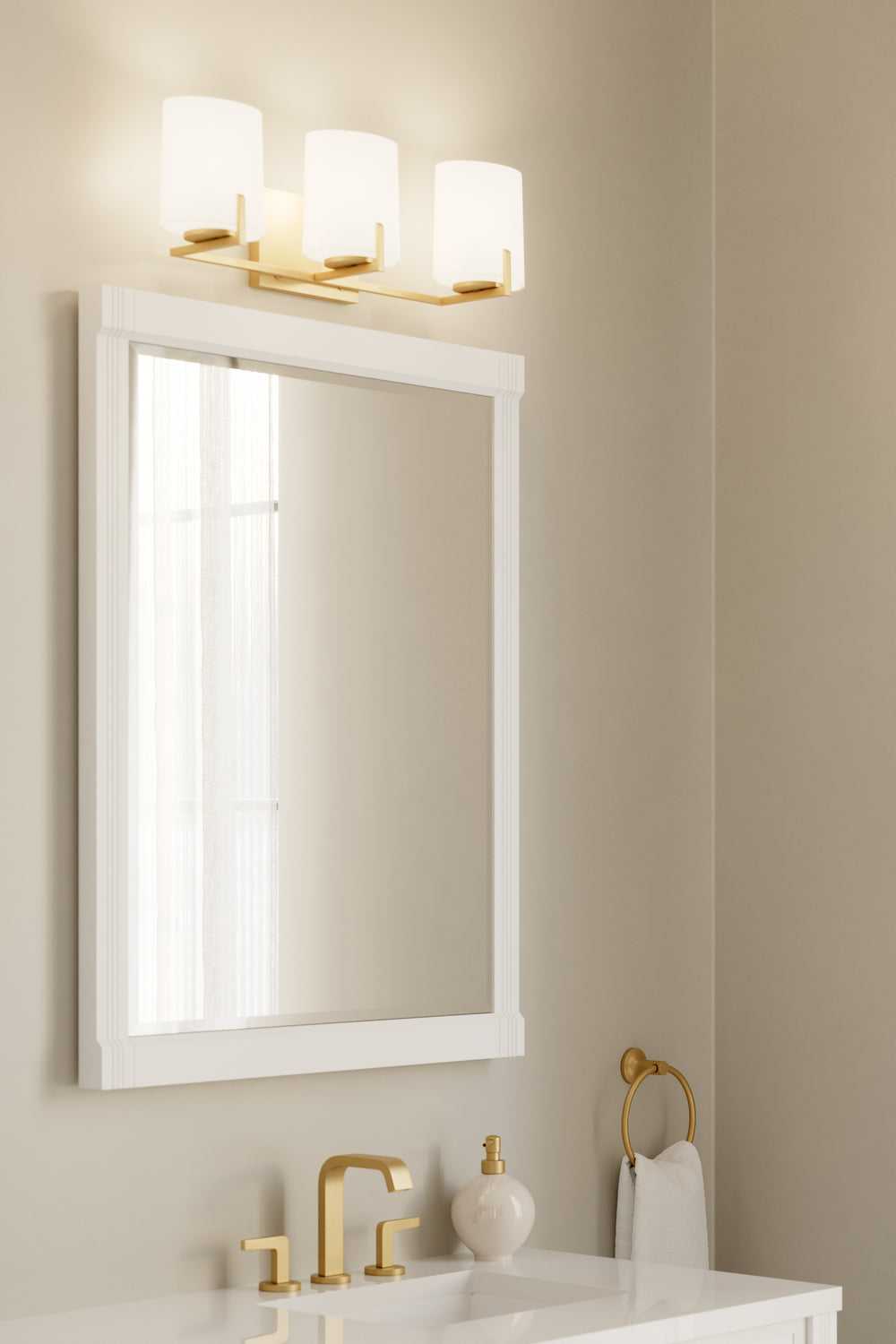 Mirelle Three Light Vanity in Legacy Brass Minka-Lavery