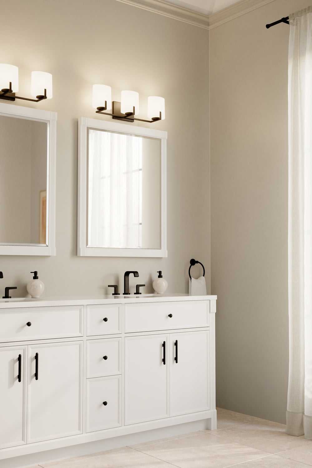 Mirelle Three Light Vanity in Dark Matte Black Minka-Lavery