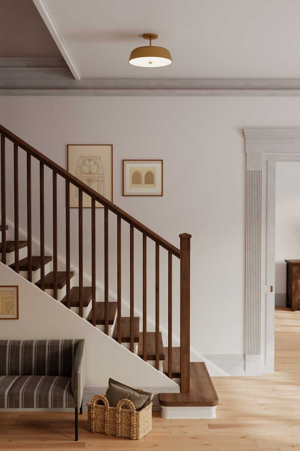 Trellwyn Three Light Semi-Flush Mount in Legacy Brass Minka-Lavery