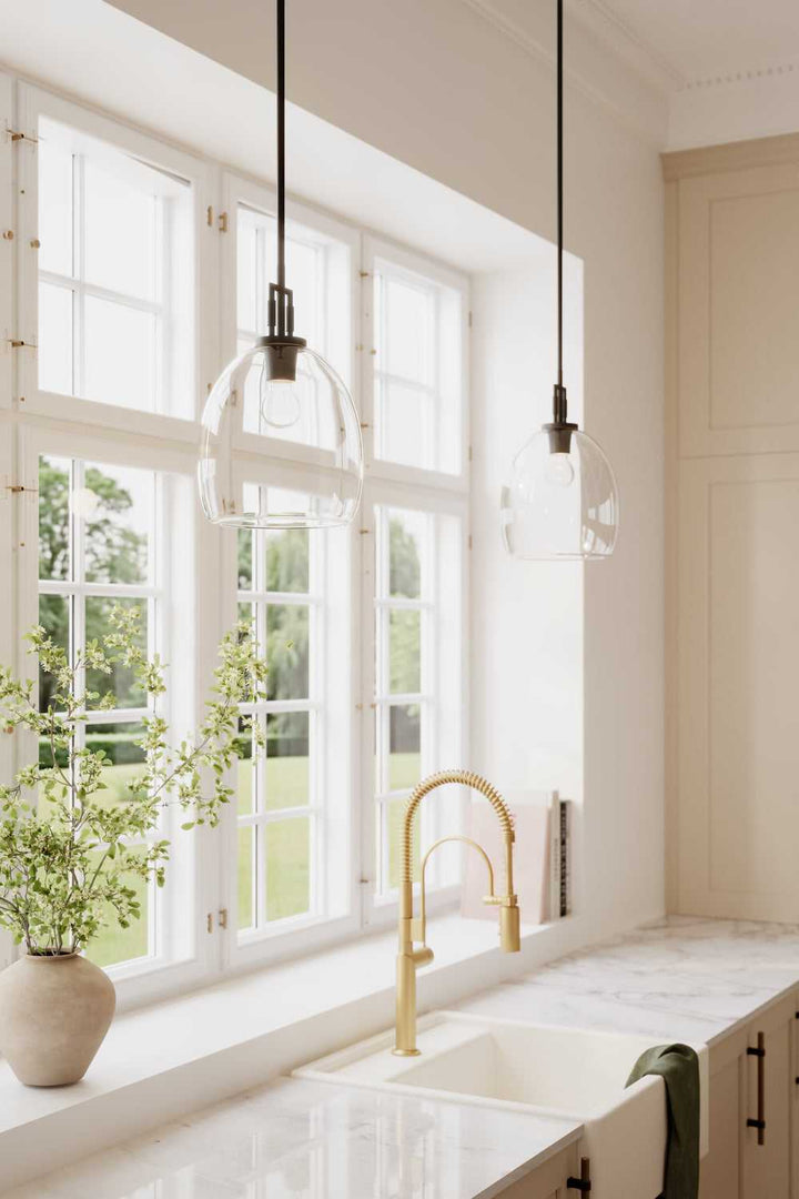 Orbis One Light Mini Pendant in Dark Matte Black Minka-Lavery