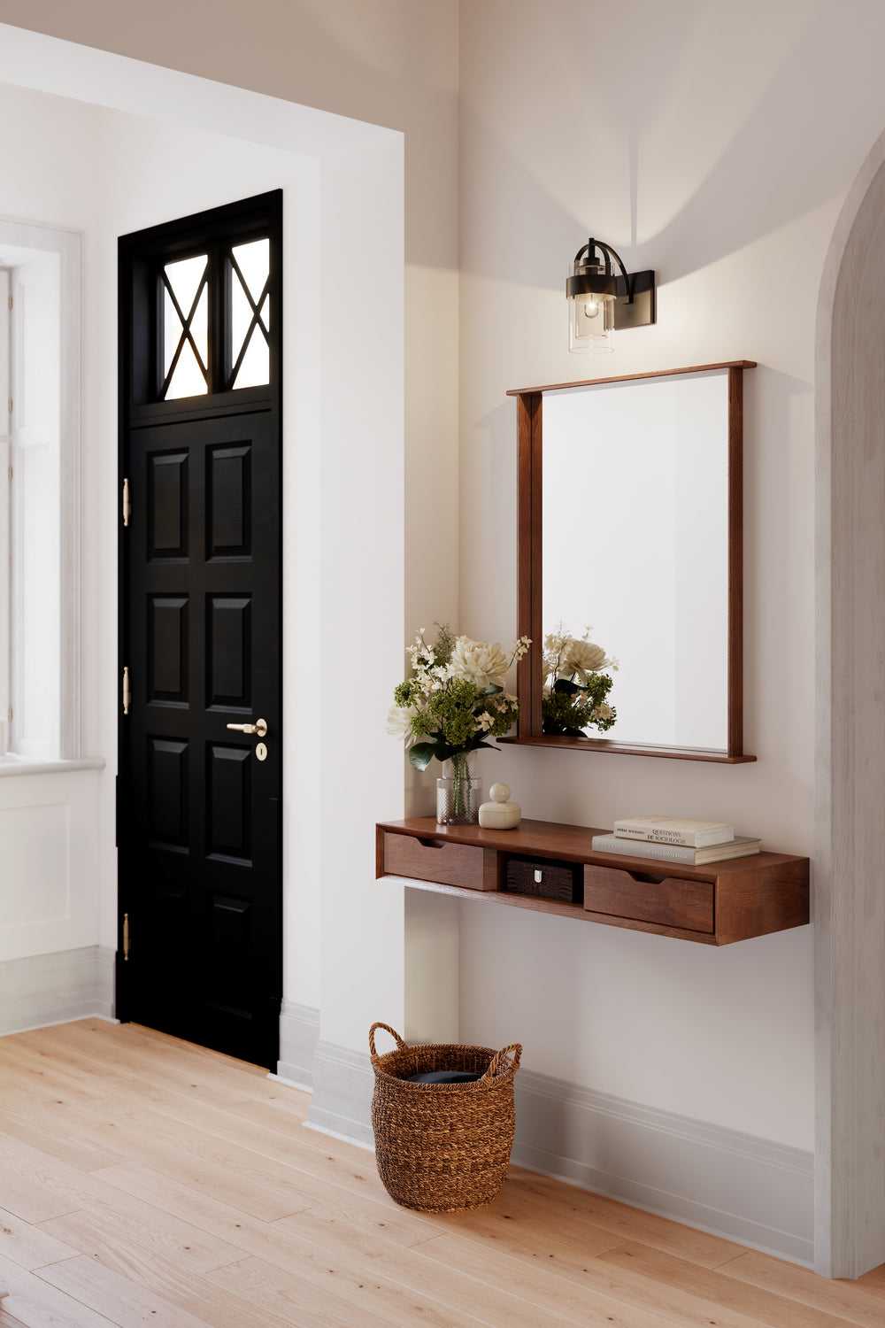 Ravik One Light Bath Sconce in Dark Matte Black Minka-Lavery