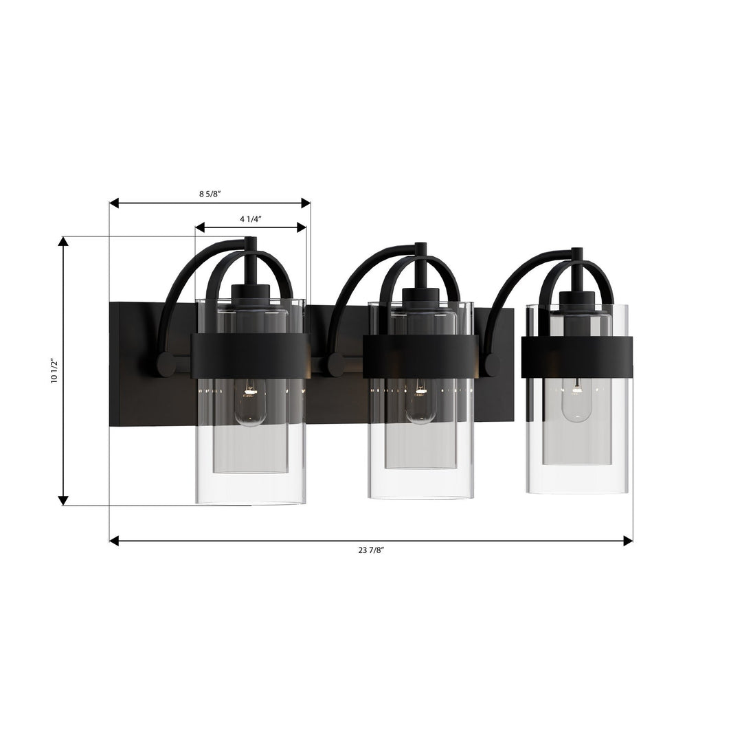 Ravik Three Light Vanity in Dark Matte Black Minka-Lavery