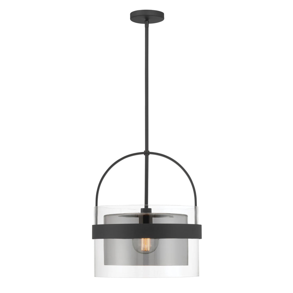 Ravik One Light Convertible Pendant/Semi-Flush Mount in Dark Matte Black Minka-Lavery