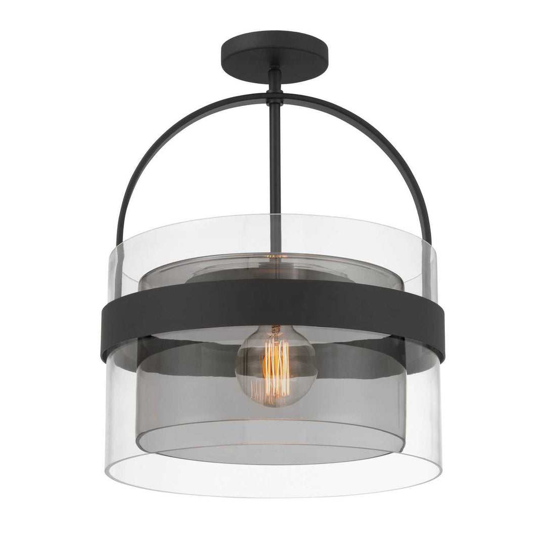 Ravik One Light Convertible Pendant/Semi-Flush Mount in Dark Matte Black Minka-Lavery