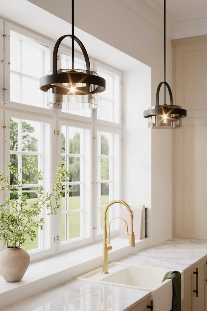 Ravik One Light Convertible Pendant/Semi-Flush Mount in Dark Matte Black Minka-Lavery