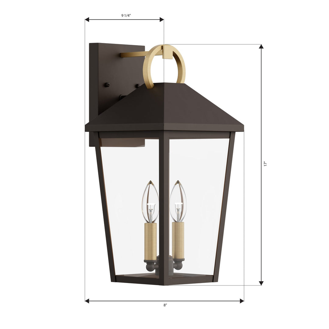 Bayra Two Light Outdoor Wall Lantern in Painted Legacy Brass Minka-Lavery
