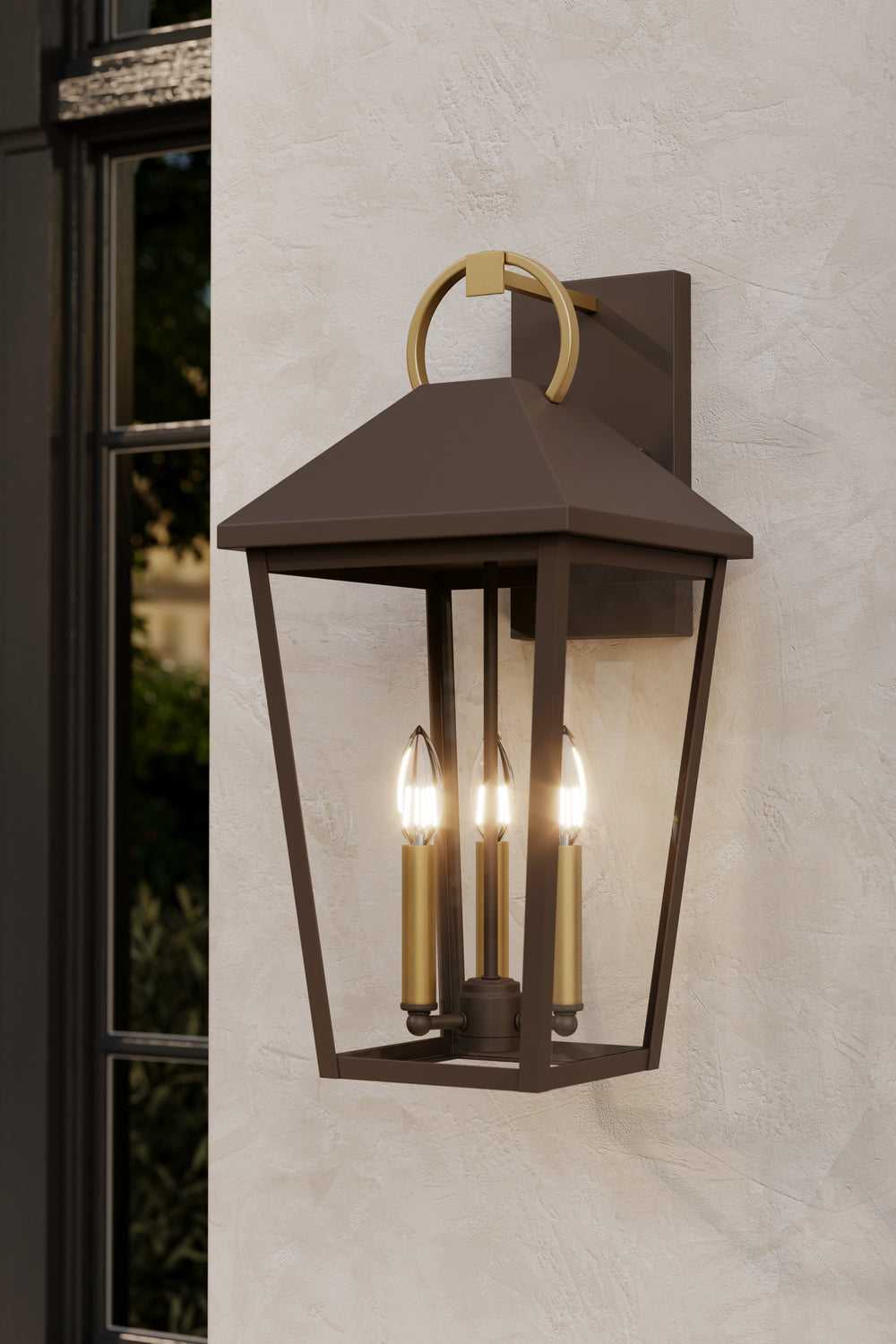 Bayra Three Light Outdoor Wall Lantern in Painted Legacy Brass Minka-Lavery