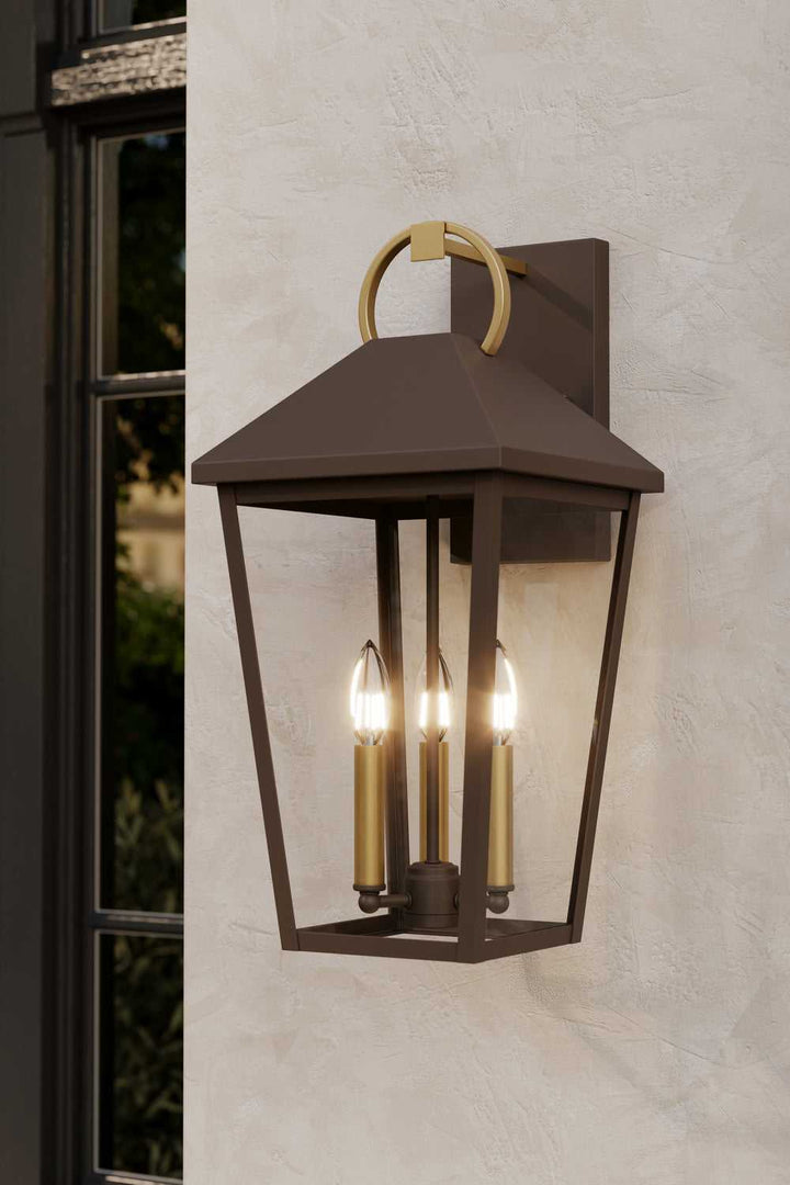 Bayra Three Light Outdoor Wall Lantern in Painted Legacy Brass Minka-Lavery