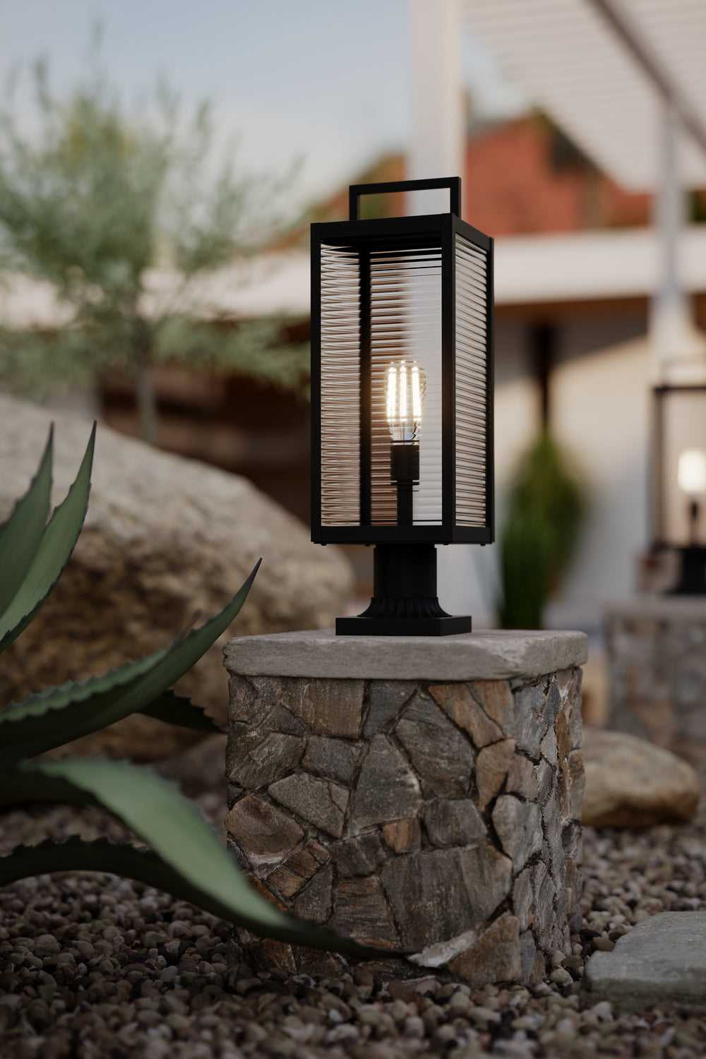 Edgewood One Light Outdoor Post Mount in Dark Matte Black Minka-Lavery