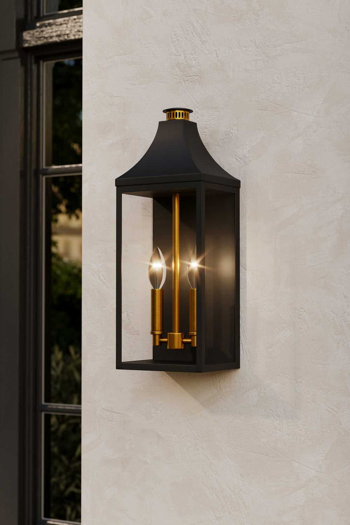 Hurstborne Two Light Outdoor Wall Lantern in Dark Matte Black Minka-Lavery
