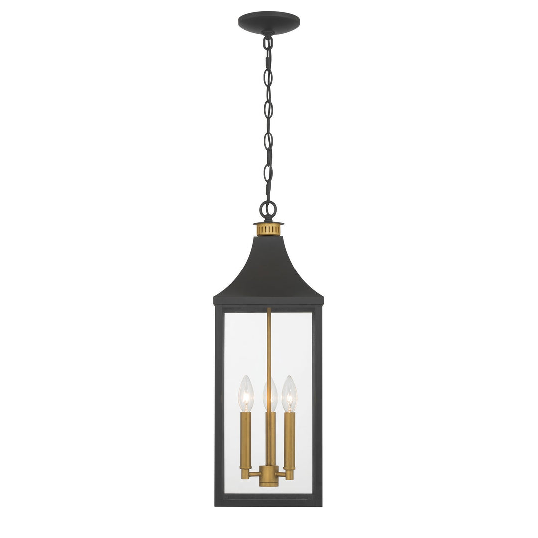 Hurstborne Three Light Outdoor Hanging Lantern in Dark Matte Black Minka-Lavery