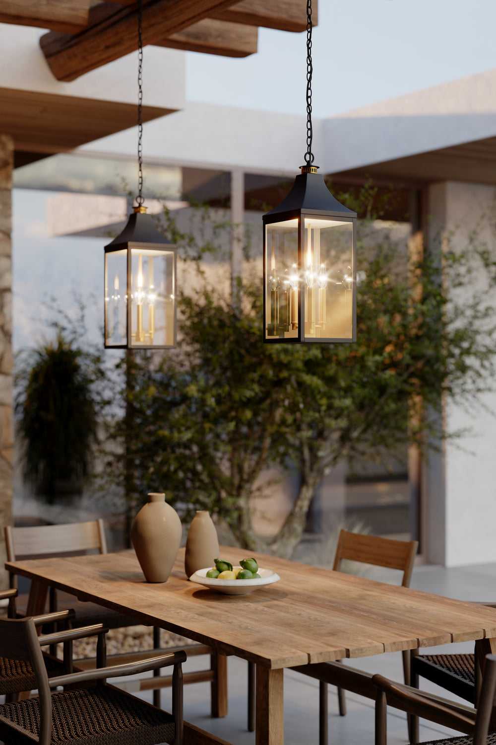 Hurstborne Three Light Outdoor Hanging Lantern in Dark Matte Black Minka-Lavery