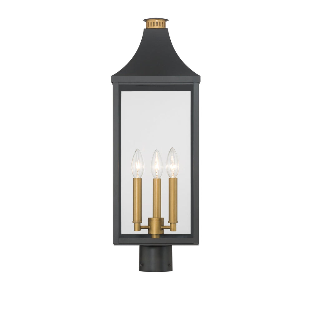 Hurstborne Three Light Outdoor Post Lantern in Dark Matte Black Minka-Lavery