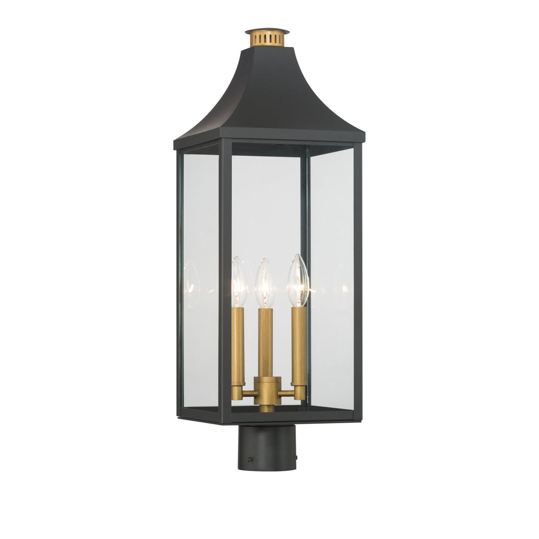 Hurstborne Three Light Outdoor Post Lantern in Dark Matte Black Minka-Lavery