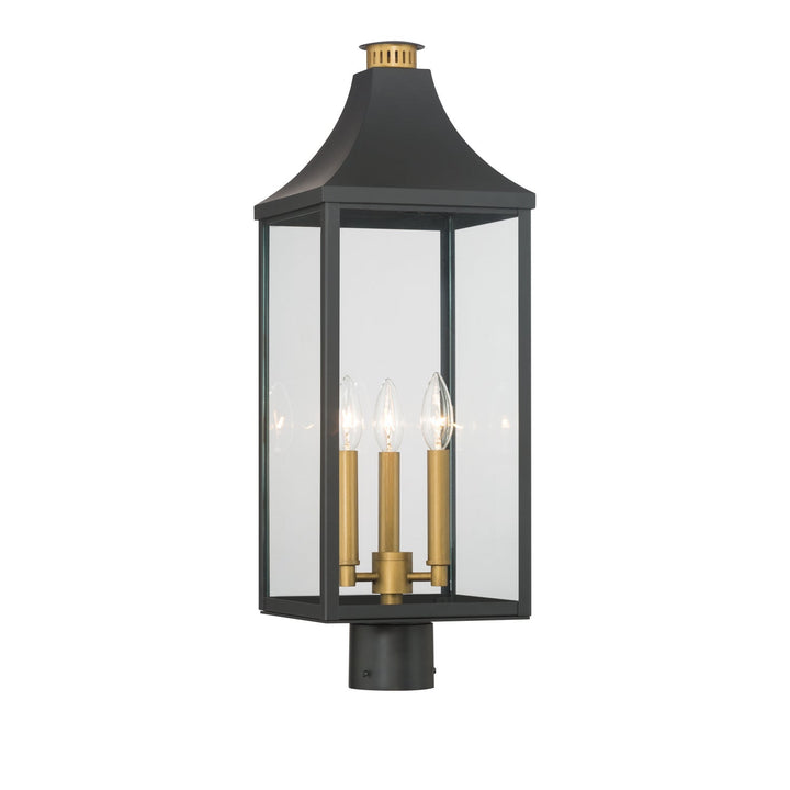 Hurstborne Three Light Outdoor Post Lantern in Dark Matte Black Minka-Lavery