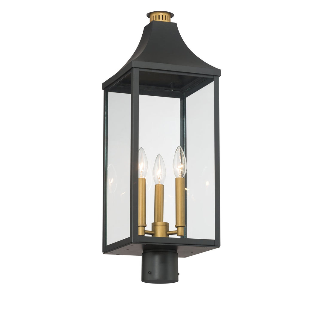 Hurstborne Three Light Outdoor Post Lantern in Dark Matte Black Minka-Lavery