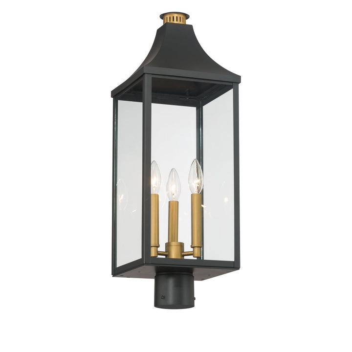 Hurstborne Three Light Outdoor Post Lantern in Dark Matte Black Minka-Lavery