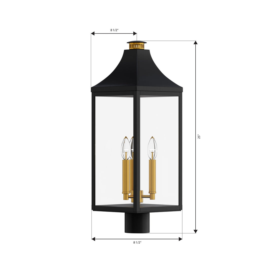 Hurstborne Three Light Outdoor Post Lantern in Dark Matte Black Minka-Lavery