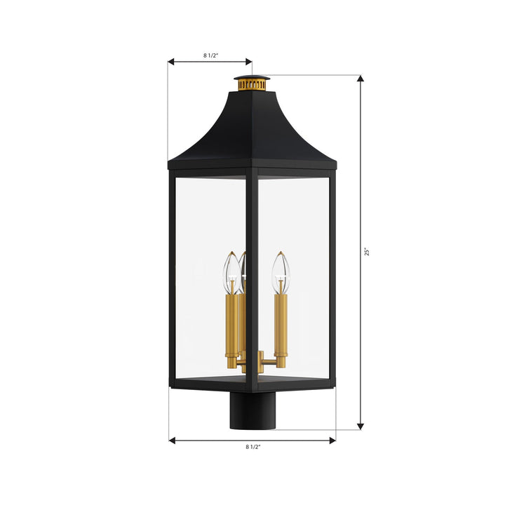 Hurstborne Three Light Outdoor Post Lantern in Dark Matte Black Minka-Lavery