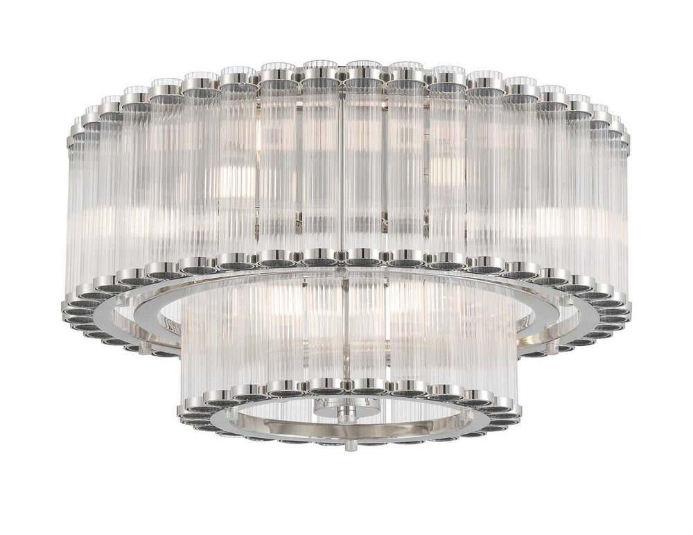 Glasbury Nine Light Flush Mount in Polished Nickel Eurofase Canada