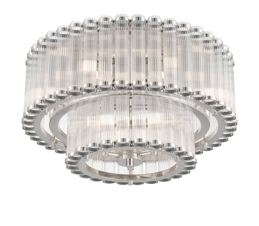 Glasbury Nine Light Flush Mount in Polished Nickel Eurofase Canada