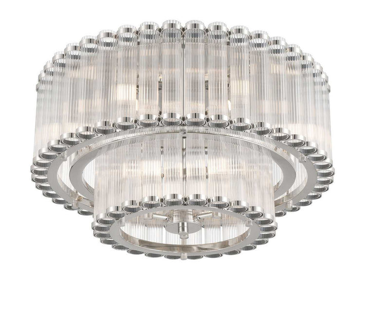 Glasbury Nine Light Flush Mount in Polished Nickel Eurofase Canada