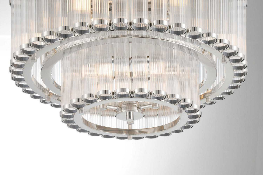 Glasbury Nine Light Flush Mount in Polished Nickel Eurofase Canada