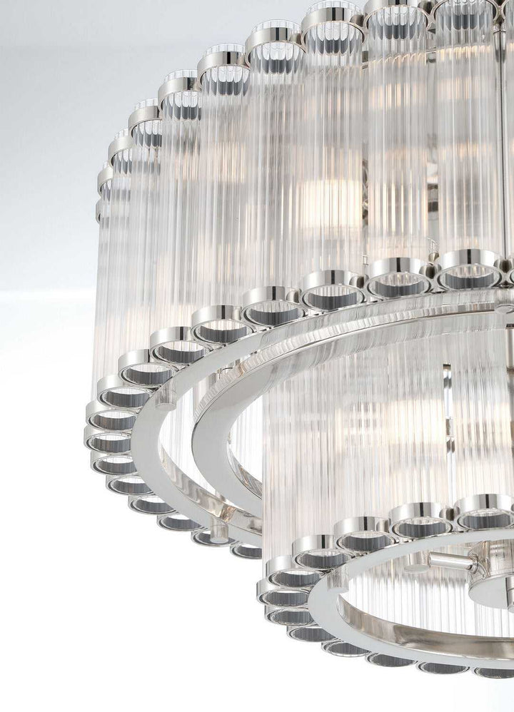 Glasbury Nine Light Flush Mount in Polished Nickel Eurofase Canada