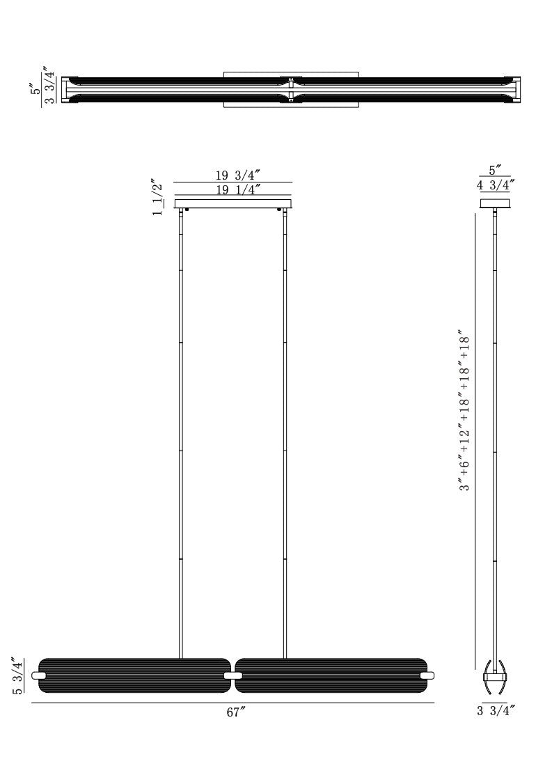 Neoness LED Linear Chandelier in Matte Black Eurofase Canada