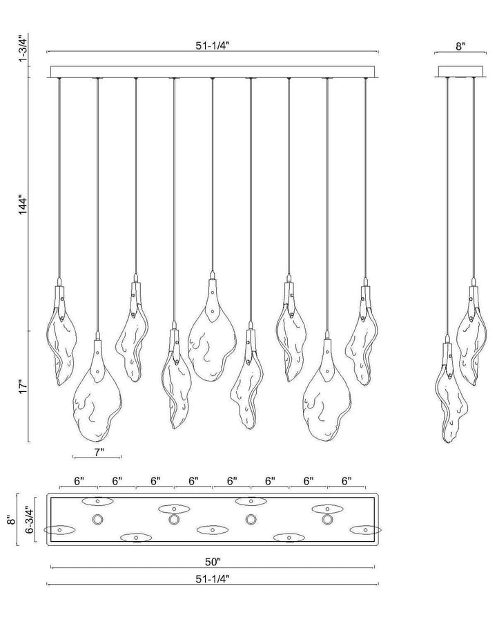 Jateo LED Linear Chandelier in Polished Nickel Eurofase Canada