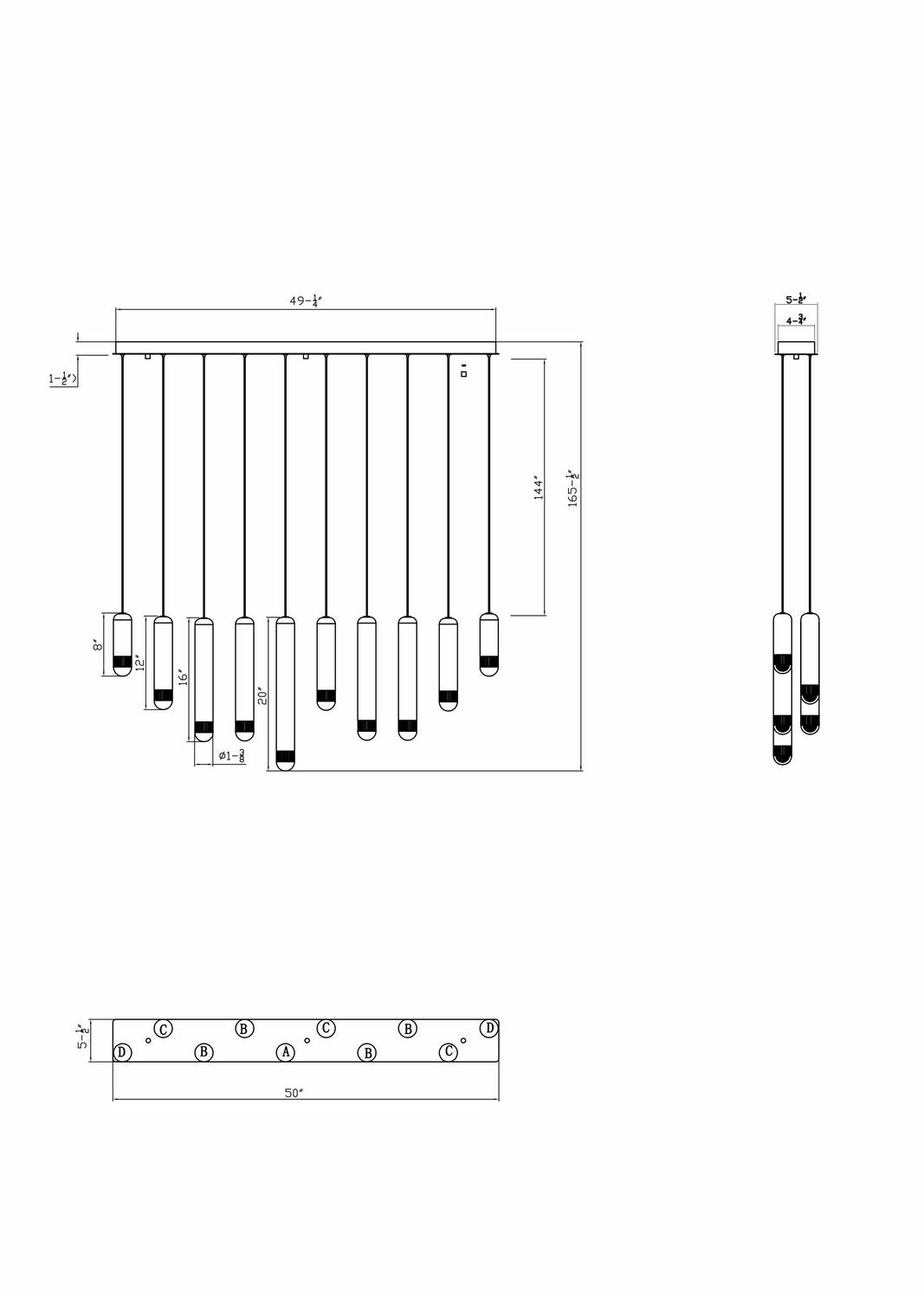 Cambre LED Linear Chandelier in Antique Brass Eurofase Canada