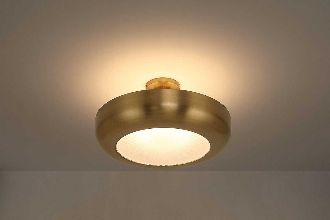 Macey LED Semi-Flush Mount in Antique Brass Eurofase Canada