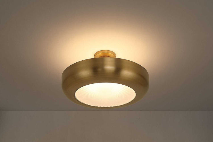 Macey LED Semi-Flush Mount in Antique Brass Eurofase Canada