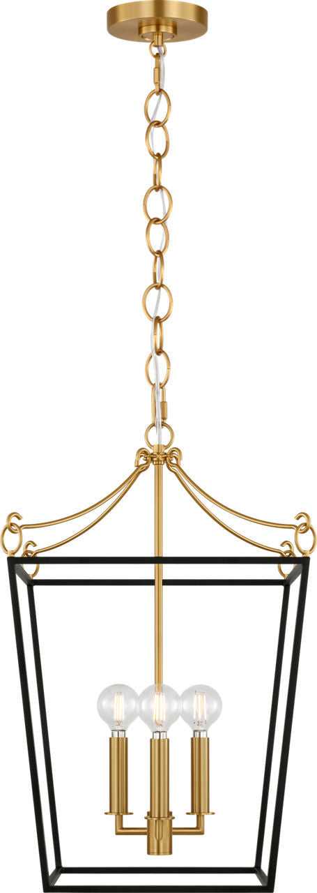 Visual Comfort Studio Canada - KSC1183MBK - Three Light Lantern - Carlyle - Midnight Black | Burnished Brass