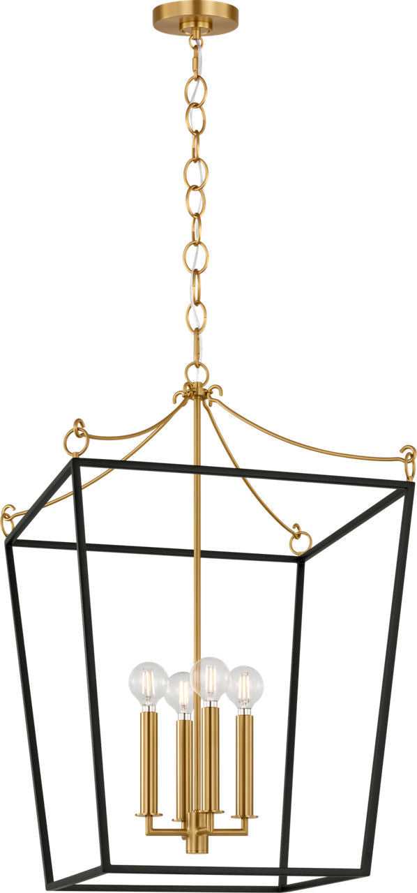 Visual Comfort Studio Canada - KSC1174MBK - Four Light Lantern - Carlyle - Midnight Black/Burnished Brass