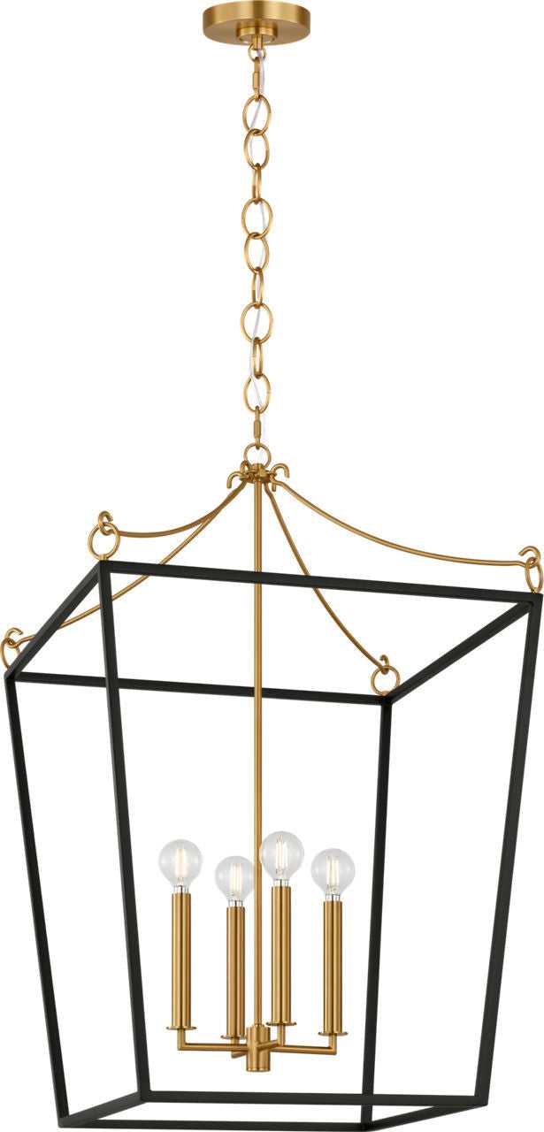 Visual Comfort Studio Canada - KSC1194MBK - Four Light Lantern - Carlyle - Midnight Black | Burnished Brass