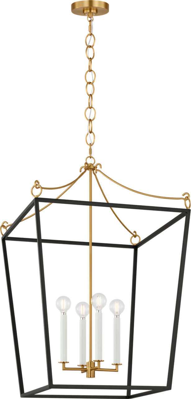 Visual Comfort Studio Canada - KSC1194MBK - Four Light Lantern - Carlyle - Midnight Black | Burnished Brass