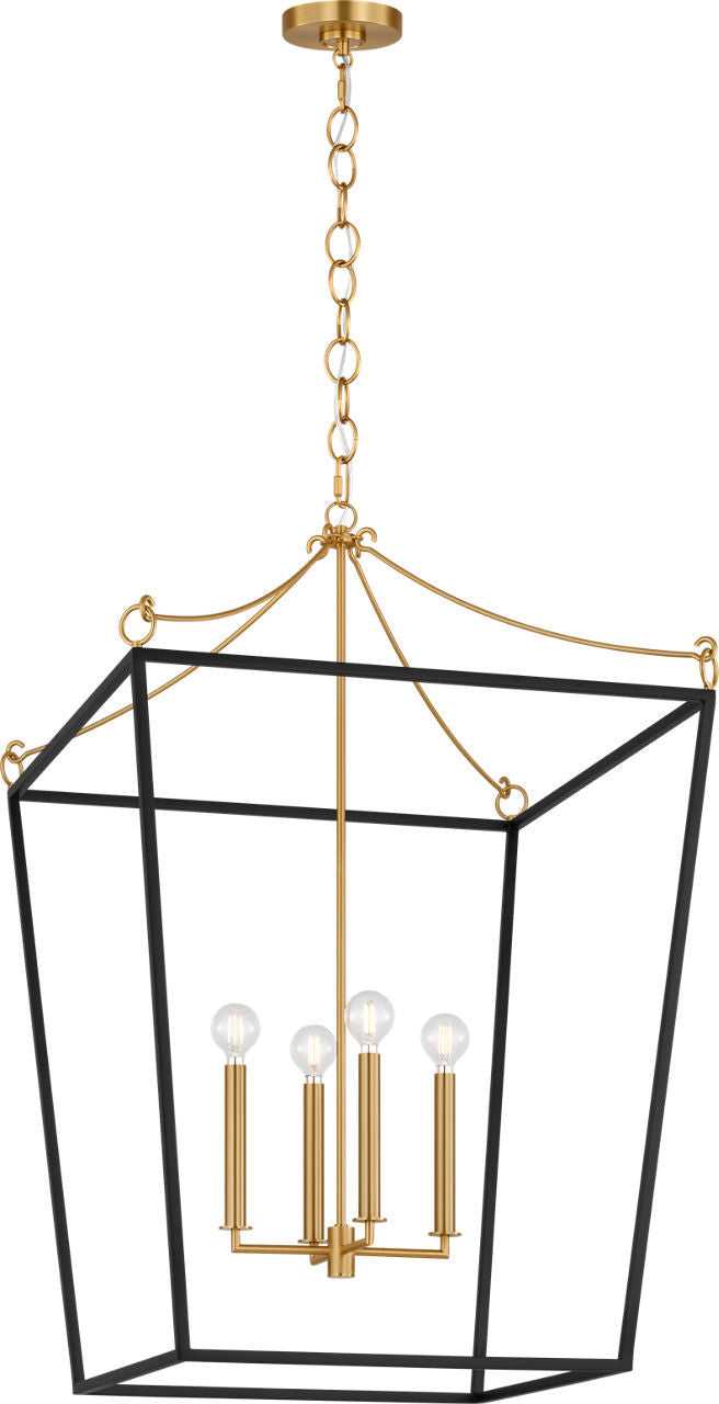 Visual Comfort Studio Canada - KSC1204MBK - Four Light Lantern - Carlyle - Midnight Black/Burnished Brass