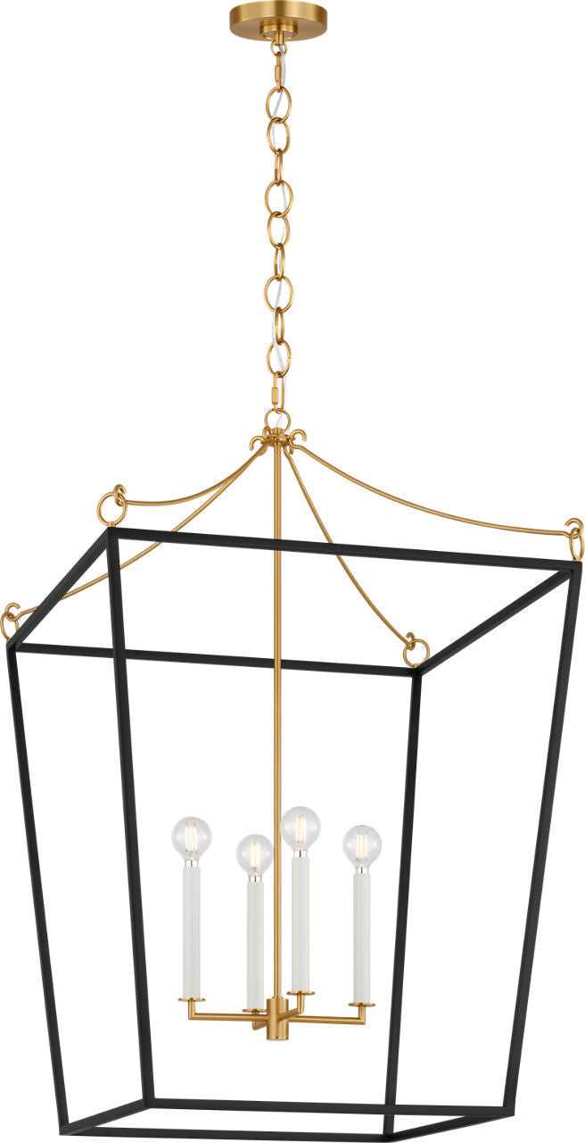 Visual Comfort Studio Canada - KSC1204MBK - Four Light Lantern - Carlyle - Midnight Black/Burnished Brass