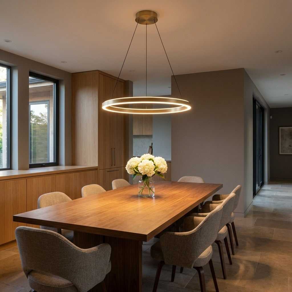 Aro LED Chandelier in Satin Brass Generation Lighting Canada