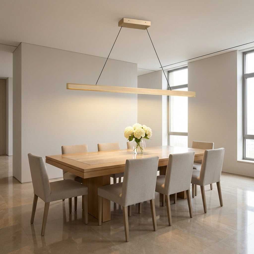 Aro Linear Chandelier in Satin Brass Generation Lighting Canada