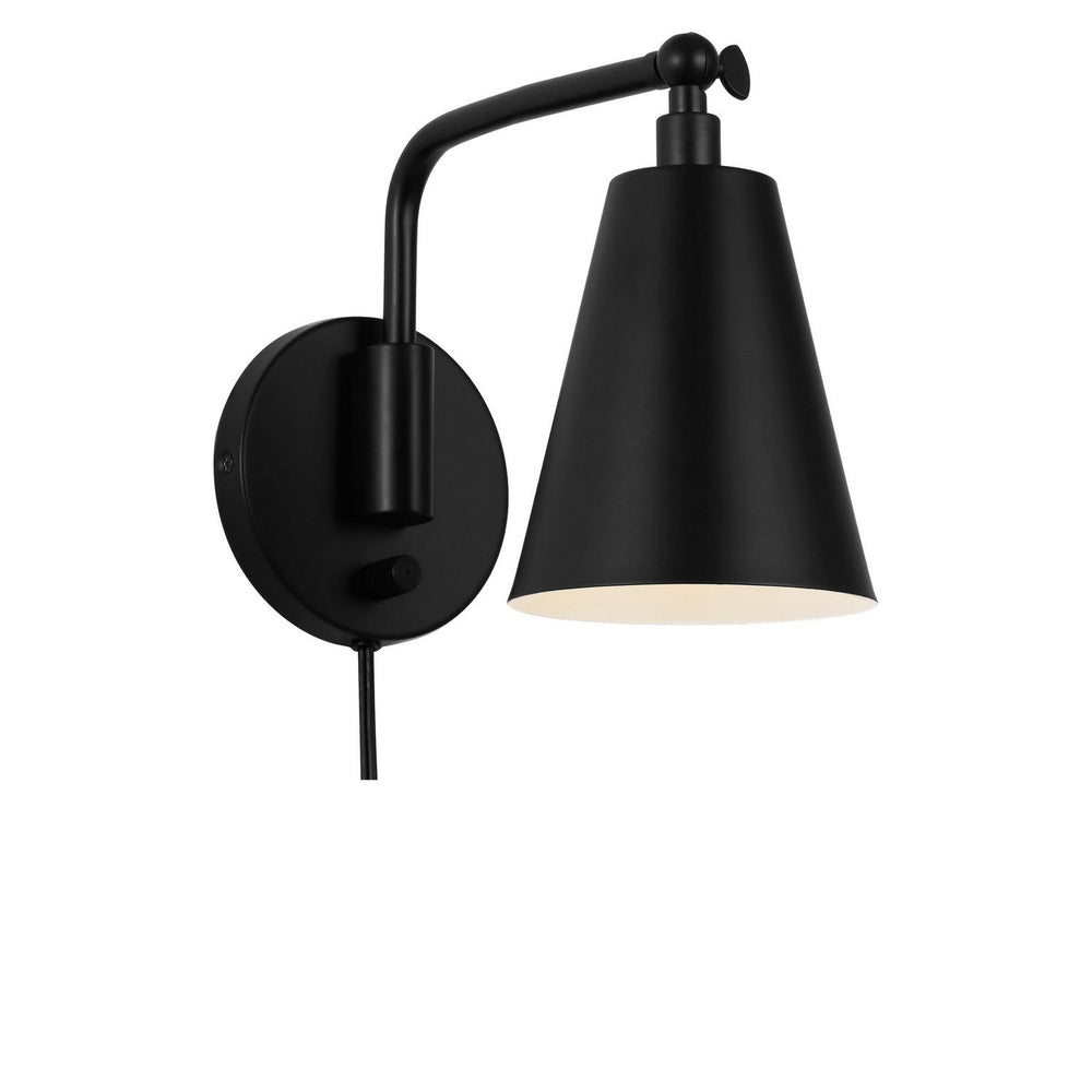 Drae One Light Wall Sconce in Midnight Black Generation Lighting Canada