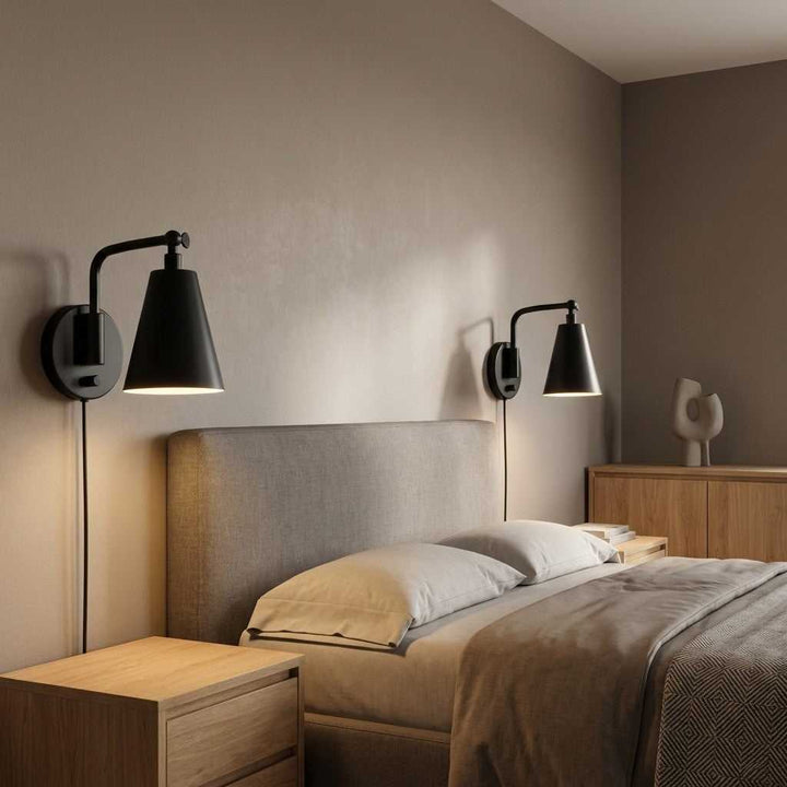 Drae One Light Wall Sconce in Midnight Black Generation Lighting Canada